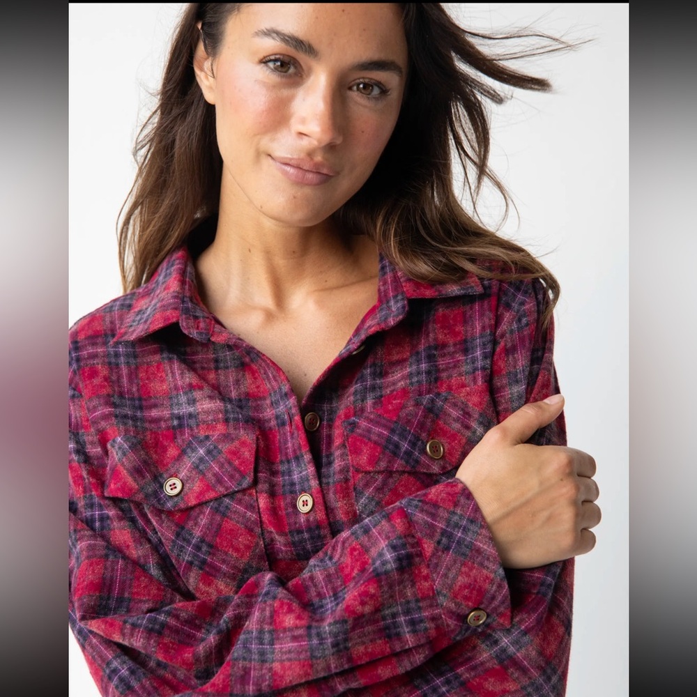 NATURAL LIFE Red Plaid Button Down Shirt - Picture 4 of 5